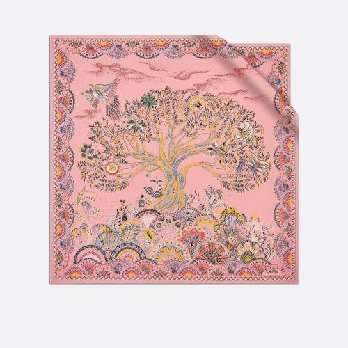 【包邮包税】 dior迪奥 21年春夏 女士 丝巾 印花方巾-粉色桑蚕丝斜纹