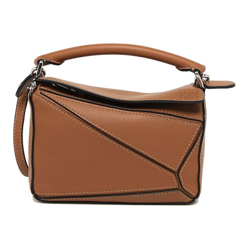 loewe/罗意威 女包经典款女士迷你号棕色系拼图粒面皮革手提包单肩斜