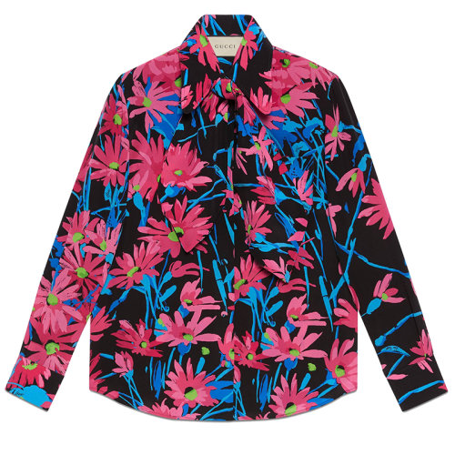 【包税】gucci/古驰 2021年新款 ken scott系列 女士印花真丝衬衫
