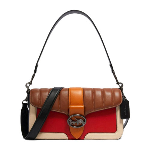 【包税 现货】coach/蔻驰【21春夏新款】女士拼色皮革经典马车徽标磁