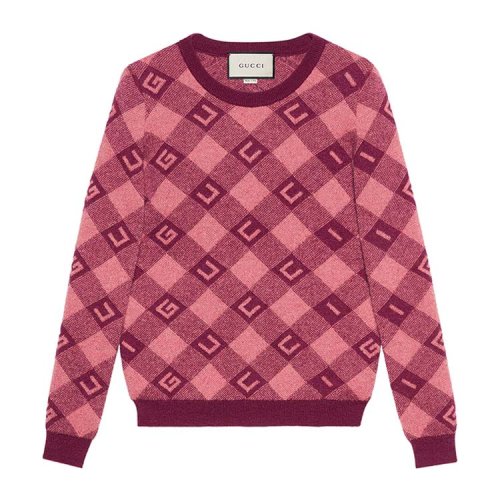 gucci/古驰 gucci格纹提花女士针织衫/毛衣 644354 xkbm8
