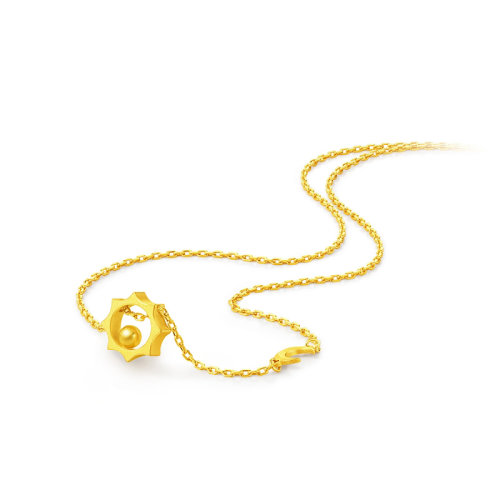 chow tai fook/周大福ing系列太阳月亮足金黄金项链计价eof89