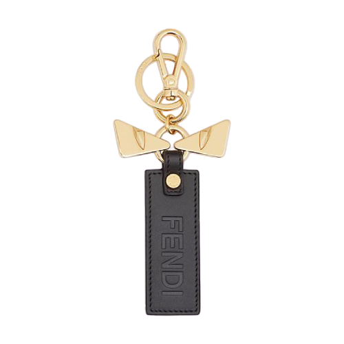 【包邮包税】 fendi芬迪 21年春夏 男士 钥匙扣 黑色皮革钥匙圈钥匙扣