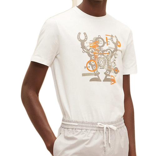 【包税】hermes/爱马仕 2021年新款 男士爱马仕橙棉质t恤h157860ha30