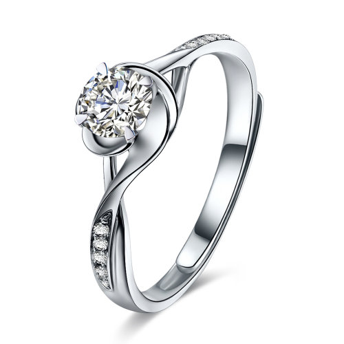 mingzuan/鸣钻国际 钻戒女 pt950铂金白金戒指求婚结婚钻石女款 活口