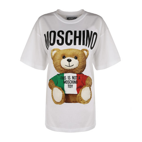 moschino/莫斯奇诺21春夏人气泰迪熊印花棉质女士短袖t恤v070805401