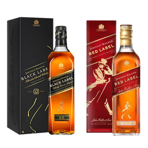 宝树行 尊尼获加黑牌红牌组合套装700ml*2 调配型威士忌进口洋酒