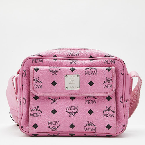 mcm(mcm) #粉色皮质斜挎包