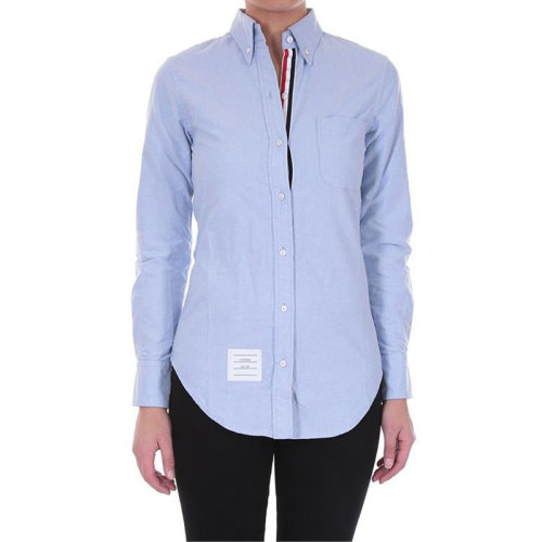 thom browne 21春夏 女装 服饰 蓝色翻领棉质衬衣 女士长袖衬衫