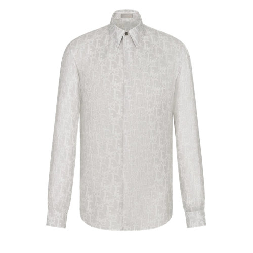 【包税】dior/迪奥 2021年新款 男士灰色真丝斜纹布衬衫013c501a5141