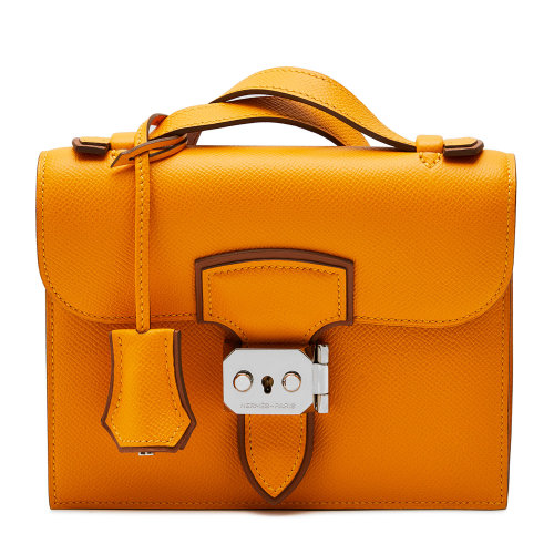 hermes(爱马仕) 太阳黄拼棕色皮质斜挎包