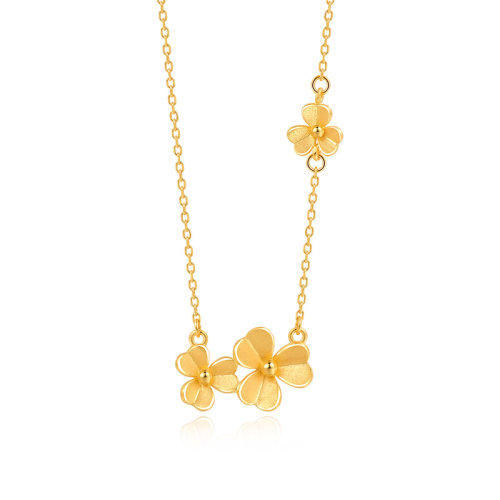 mingr/明牌珠宝 黄金项链 足金三叶草项链女送礼品 afb0058