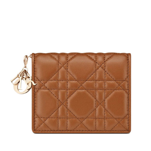 迪奥 21春夏新款lady dior系列 女士迷你淡土黄cognac色棱纹小羊皮短