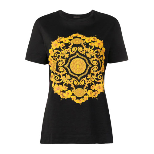 versace/范思哲 女士 服装 baroque印花休闲圆领短袖t恤黑色 女士短袖