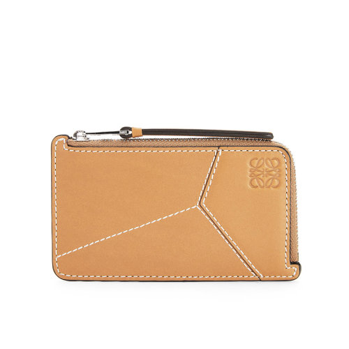 【包税】loewe/罗意威 puzzle系列 男士浅焦糖色光滑小牛皮拼图零钱卡