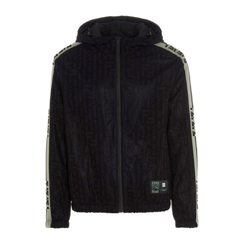 fendi/芬迪 男士 服装 21春夏 黑色连帽拉链闭合休闲棉质外套 男士