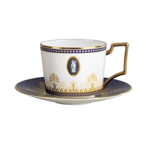 wedgwood/玮致活 bentley宾特利 蓝耀金灿浮雕茶杯碟