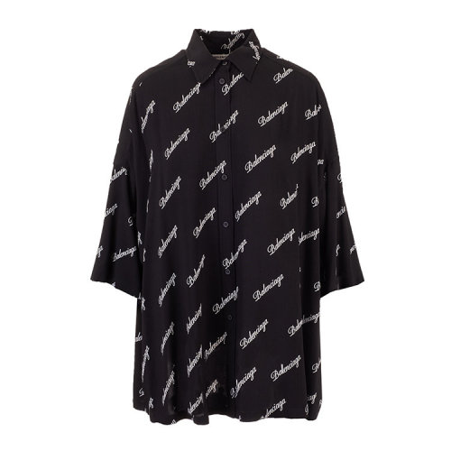 balenciaga/巴黎世家 女装 时尚百搭 品牌字母logo 女士黑色短袖衬衫