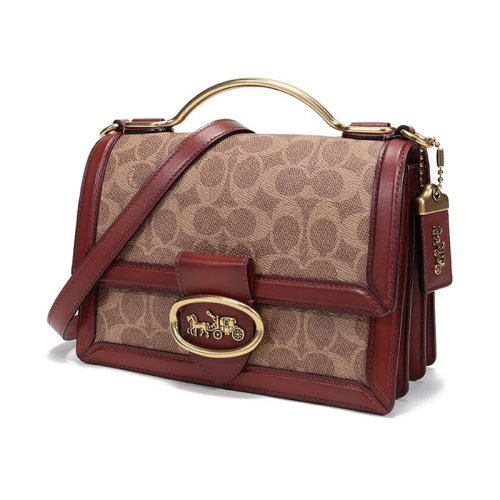 coach/蔻驰 奢侈品 女士riley系列马车图案涂层帆布/配皮手提单肩斜