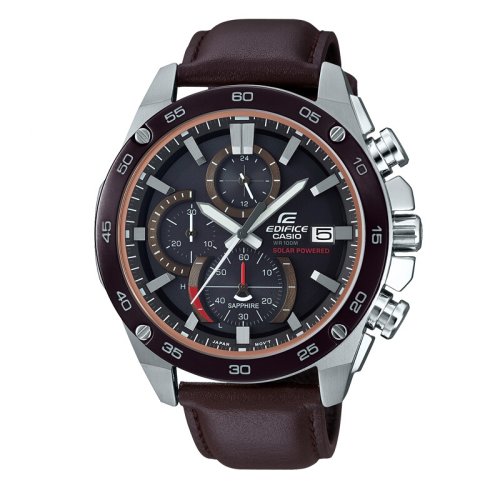 casio/卡西欧edifice系列多功能防水商务男士手表 棕色皮带efs-s500bl