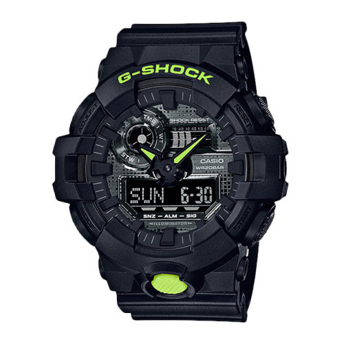 casio/卡西欧 g-shock系列时尚双显防震防水男表ga-700dc-1apr