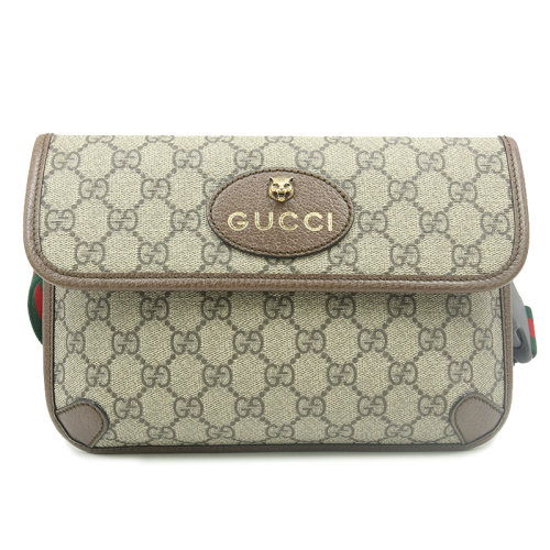 gucci/古驰虎头腰包斜挎包 gg supreme老花帆布邮差包【二手a级】