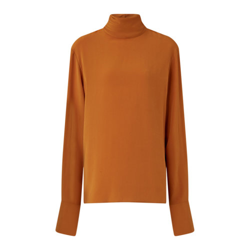 joseph/joseph biva crepe de chine blouse 橘色真丝绉纱中式长袖
