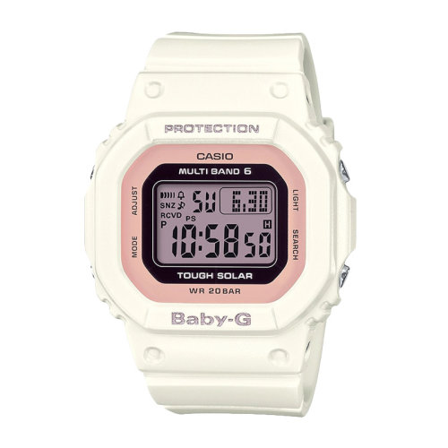 casio/卡西欧 baby-g系列小方块太阳能电波六局防水女表bgd-5000-7dpr