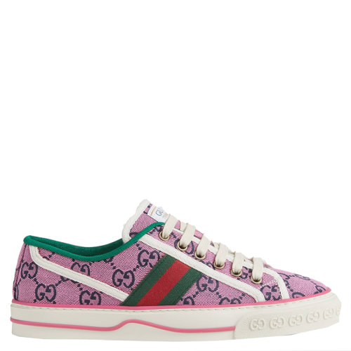 【包税】gucci/古驰 2021年新款女士粉色帆布运动鞋 6636802uz805284