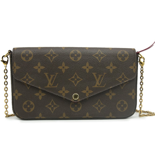 louis vuitton/路易威登三合一老花帆布链条包 pochette félicie 单