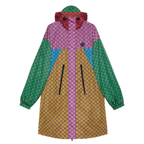 【包税】gucci/古驰 2021年新款女士彩色聚酰胺连帽外套gg multicolor