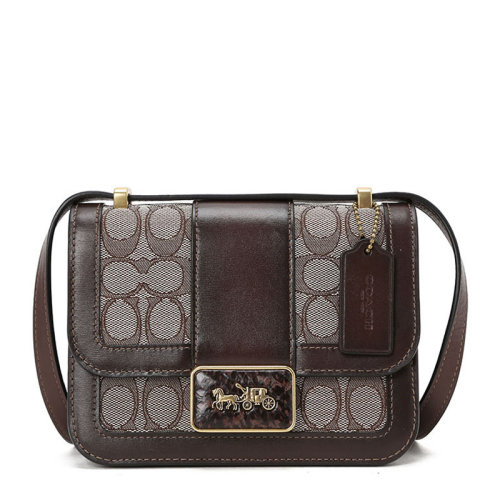 coach/蔻驰 alie 口盖包 方扣马车标老花拼皮4616 织物/配皮 预售