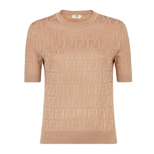 【包税】fendi/芬迪 20春夏 女装 服装 棕色棉质圆领修身 女士短袖t恤