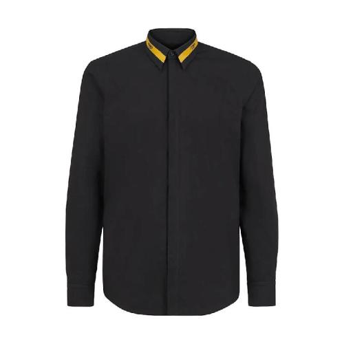 【包邮包税】 fendi芬迪 21年春夏 男士 长袖衬衫 黑色棉质衬衫 fs