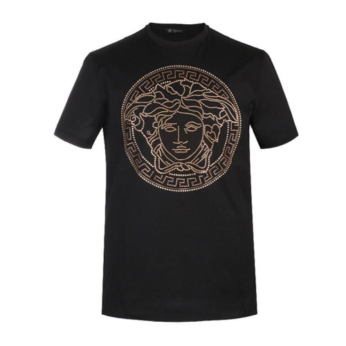 【versace范思哲 男士短袖t恤】versace/范思哲 男士黑色铆钉美杜莎