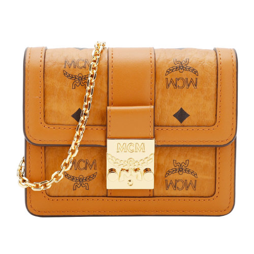 【国内现货秒发】mcm/mcm女士tracy visetos干邑色人造革配牛皮革零