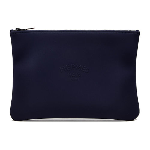 hermes/爱马仕 深蓝色男士织物手拿包(99新未使用)