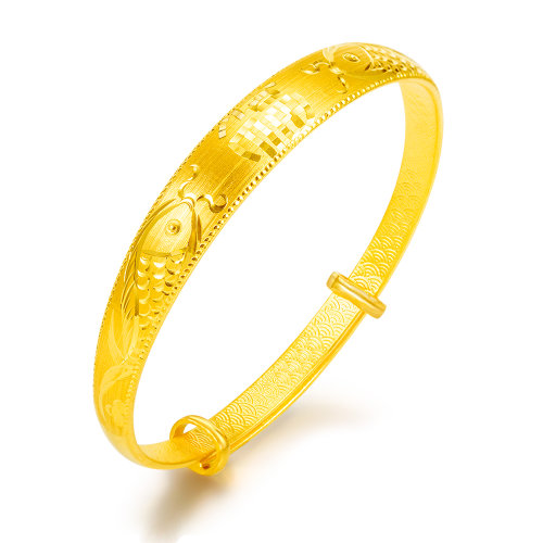 ru jin sui yue/如金岁月黄金手镯女款 3d硬金足金女士手镯子可调节活