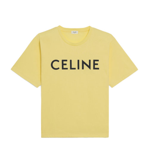 【经典】celine/赛琳 celine logo t恤 女款 宽松设计 黄色/玫粉色色