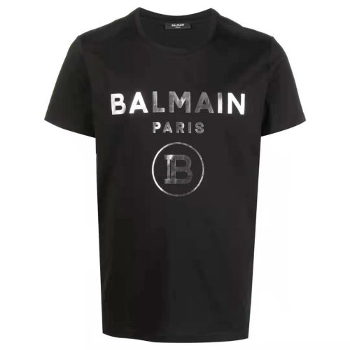 pierre balmain/pierre balmain 黑色银圆logo印花t恤男士短袖t恤