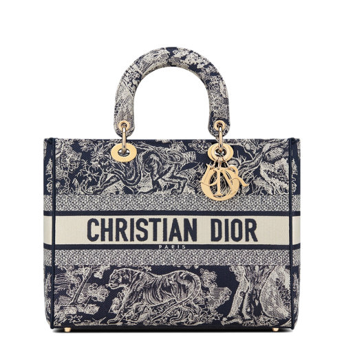 【包税】dior/迪奥 21秋冬新款lady d-lite系列 女士大号蓝色toile de