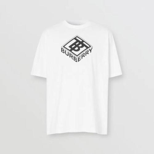 burberry/博柏利 男士白色圆领短袖t恤 正面立体方形品牌logob字标