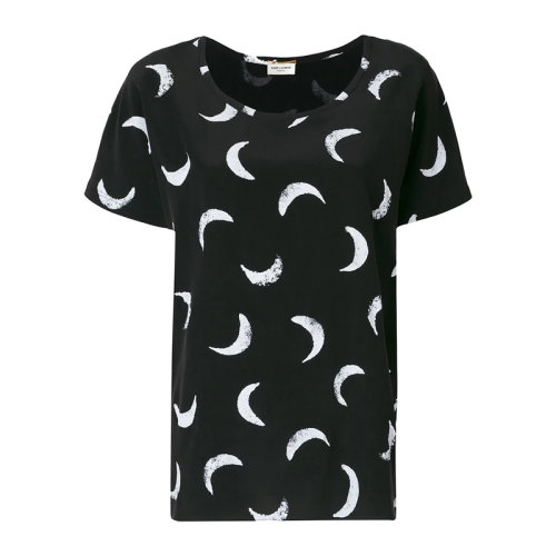 saint laurent paris/saint laurent paris 女士黑色圆领时尚百搭短袖