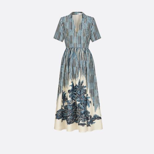 【包邮包税】 dior迪奥 21年春夏 女士 连衣裙 长款连衣裙-蓝色和白色