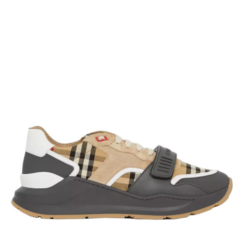 burberry/博柏利 休闲运动鞋 巴宝莉男士驼色vintage格纹麂皮拼皮革