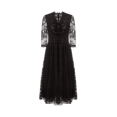 maryling/玛俪琳2021夏季优雅礼服裙黑色v领蕾丝连衣裙女士连衣裙a1ba