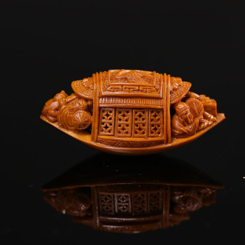 周派【周春毅本工】 核舟记(船) 文玩 手工艺收藏品 橄榄核雕单子吊坠