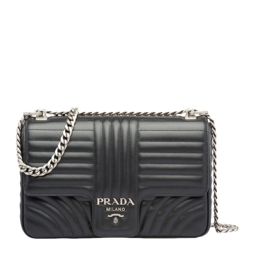 【包邮包税】prada/普拉达 女士黑色牛皮行缝线斜挎包单肩包女包 1bd