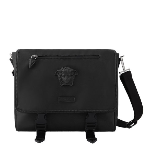现货秒发 21春夏 versace/范思哲 黑色锦纶男士斜挎包单肩包 dfb8502