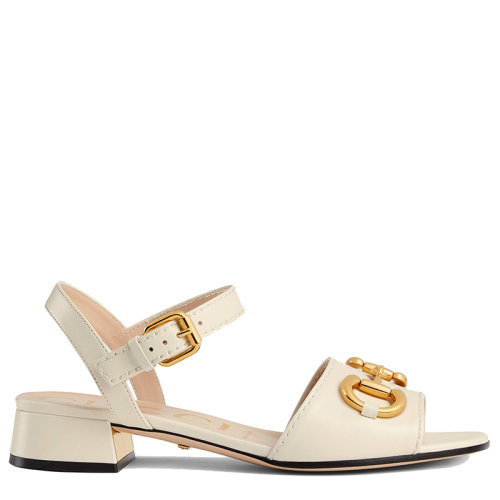 【包税】gucci/古驰 21年春夏新款 女士白色皮革马衔扣凉鞋655413bko